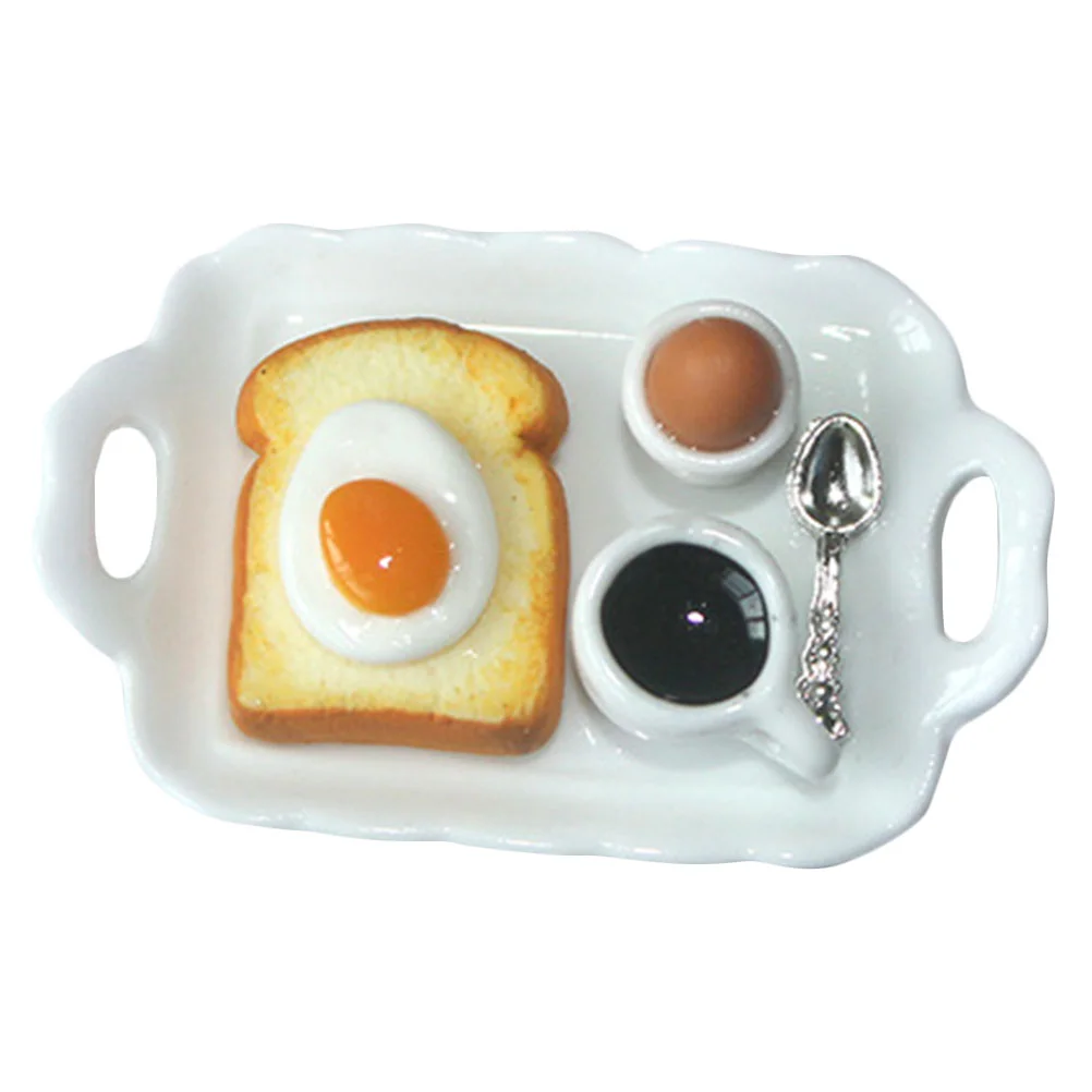 

1 Set Mini House Emulation Food Plate Breakfast Mini Adornment Scene Layout Prop