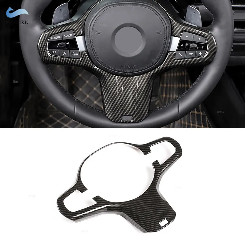 

For BMW 5 Series G30 X3 G01 X4 G02 2018 2019 ABS Carbon Fiber Texture Interior Steering Wheel Cover Frame Trim