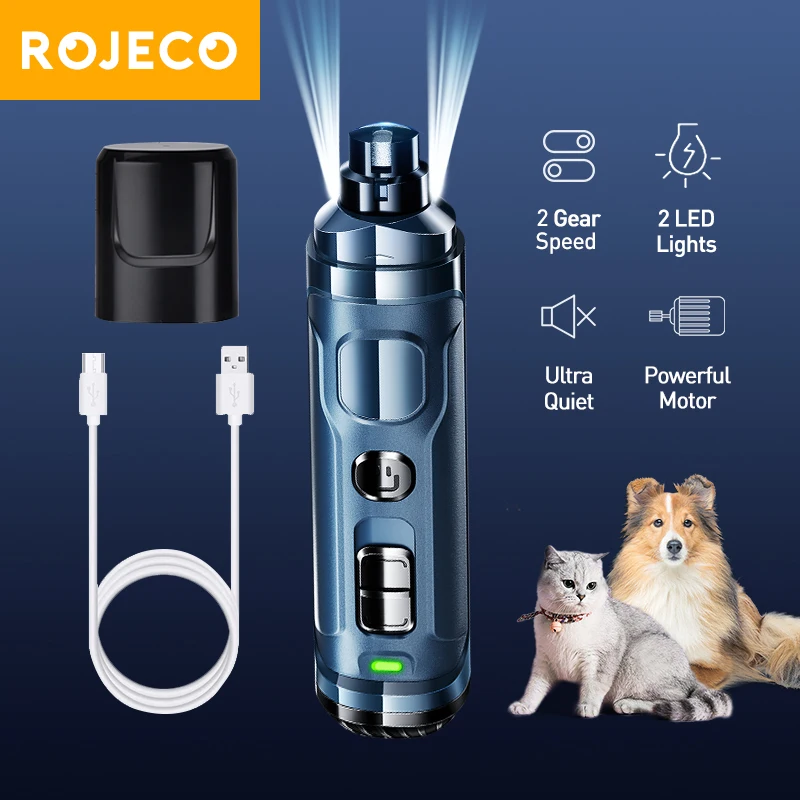 ROJECO N30 Rechargeable Dog Nail Grinder Electric Pet Nail Clipper For Dogs Automatic Cat Claws Cutter Dog Nail Clippers Trimmer
