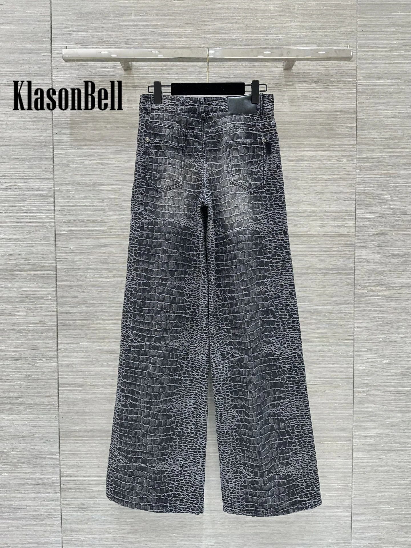 11.26 KlasonBell модные новые жаккардовые джинсы с крокодиловым узором потертые