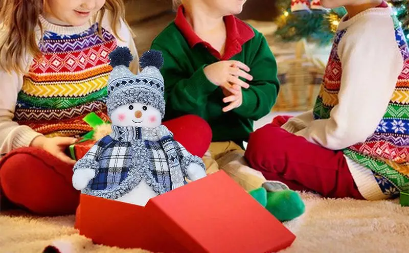 

Blue Snowman Christmas Decorations Knitted Snowman Dolls Hanging Pendant Fabric Adorable Hanging Ornament Indoor Christmas Decor