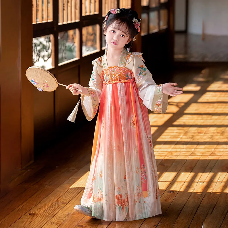 Новый узор 2023 детское весенне-летнее платье ханьфу для девочек детский костюм с