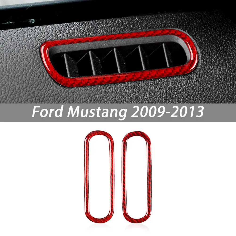 

2 шт., накладки на решетку вентиляционного отверстия для Ford Mustang 2009-2013, красное углеродное волокно
