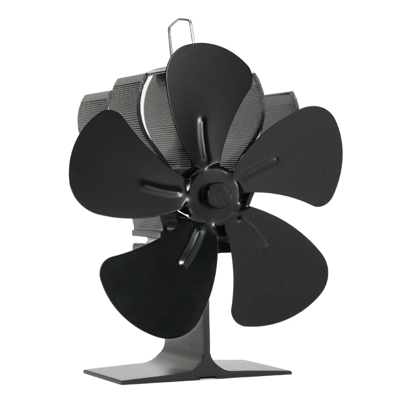 

652F вентилятор для печи, работающий от тепловой энергии, бесшумная работа, эффективное энергосбережение теплого воздуха для камина, 5 лезвий