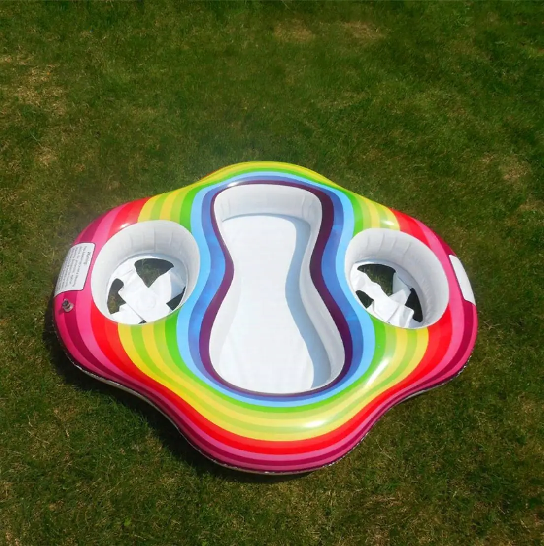 

Inflatable Twin Baby Double Swim Float Seat Water Fun Toys Pool Floats Children's Water Toy Rainbow Sitting Circle