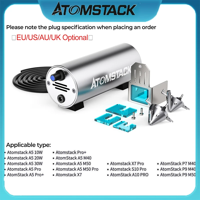 

Atomstack Accessories Air Assisted Laser Engraver Laser Cutter Air Assist System 10‑30L/min Adjustable Low Noise for Replacement