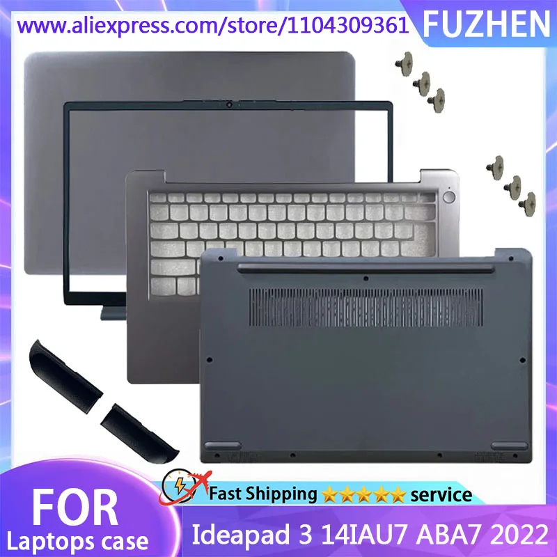 Фото Новый чехол для ноутбука Ideapad 3 14IAU7 ABA7 2022: задняя крышка экрана/верхняя крышка/передняя рамка/подставка для рук/нижняя крышка, серебристо-серый цвет. №1