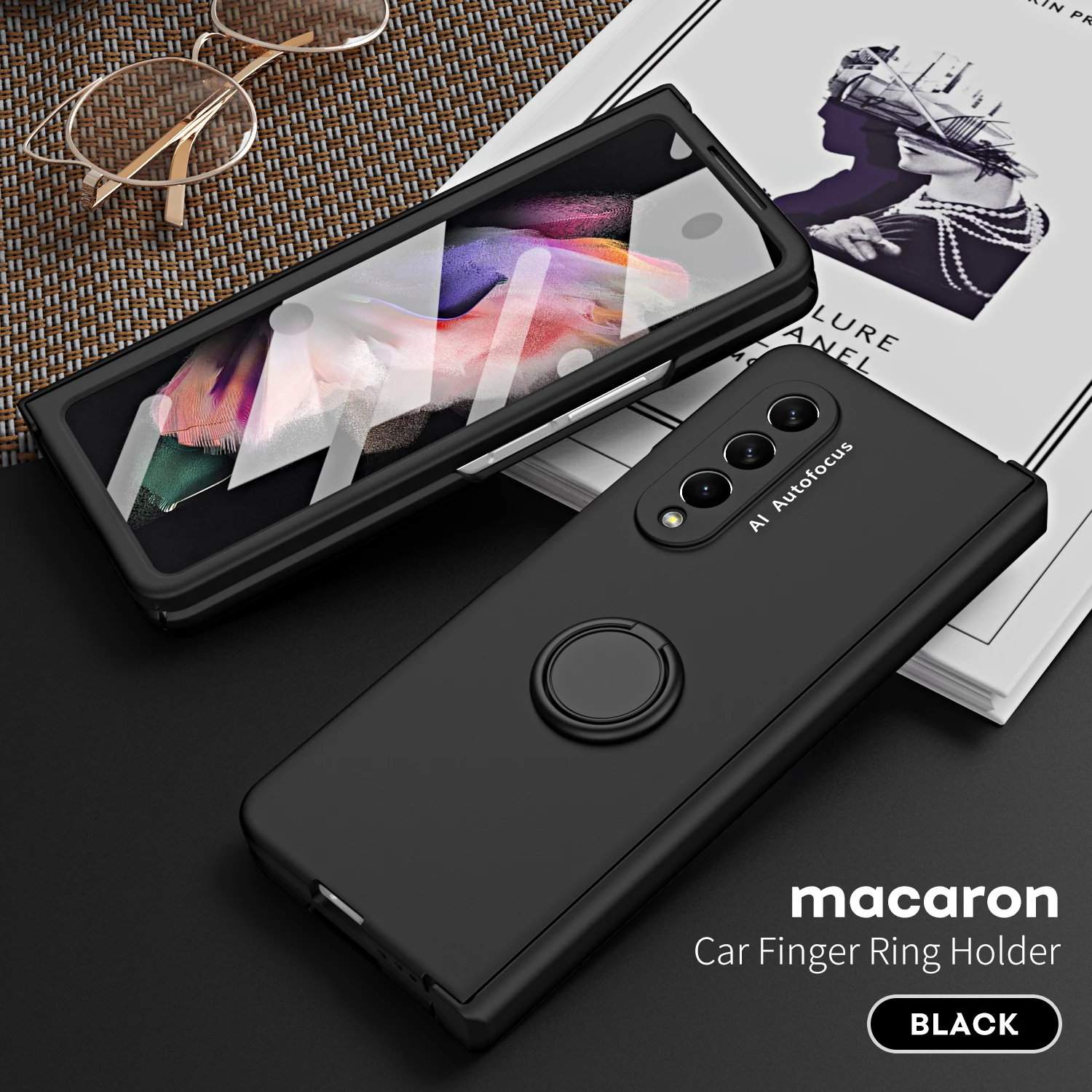 

Macaron Magnetic Ring case For Samsung Galaxy Z Fold 2 3 4 5 5G Case Hinged Folding Full Protection Cover with Screen Glass Film