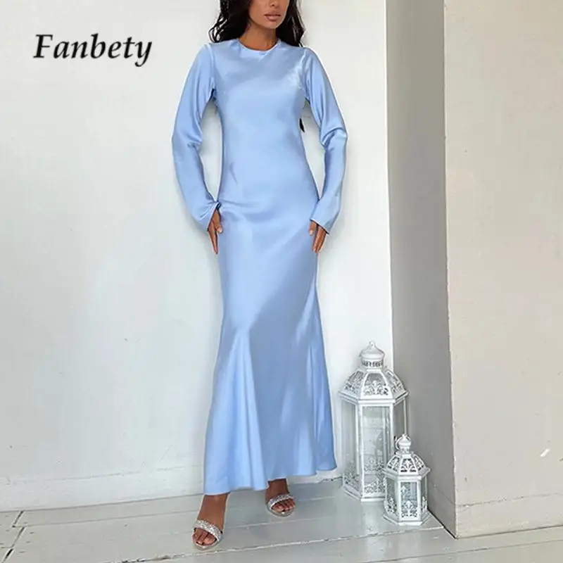 

Платье женское длинное с круглым вырезом, модное облегающее пикантное однотонное элегантное простое платье со средней талией и оборками