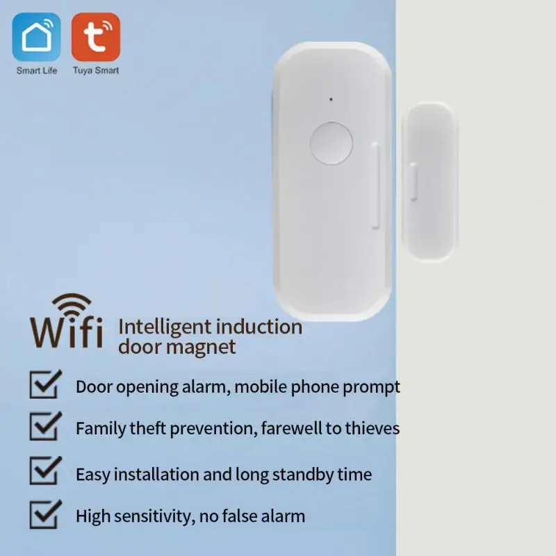 

One-key Connect Wifi Door Sensor Mini Smart Home Security Alarm System Work With Google Home Alexa Smart Home Smartlife App New