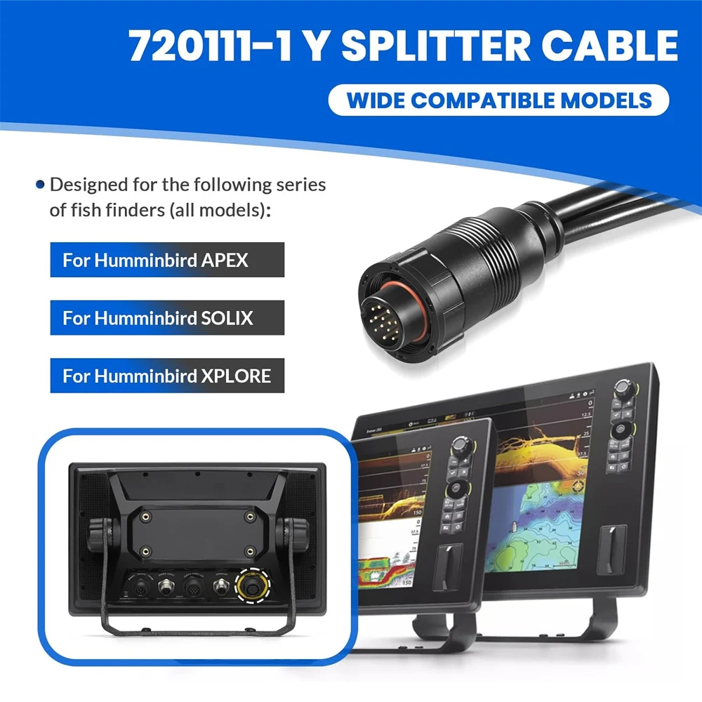 Фото Кабель-разветвитель 14 M ID SIDB Y 720111-1 для эхолотов Humminbird SOLIX/APEX/XPLORE, подключает боковые и 2D-трансдьюсеры №3
