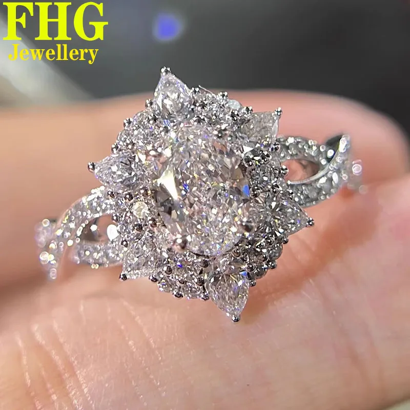 Кольцо из белого золота 6 7 8 9 10 карат Au375 9K DVVS1 овальная искусственная кожа