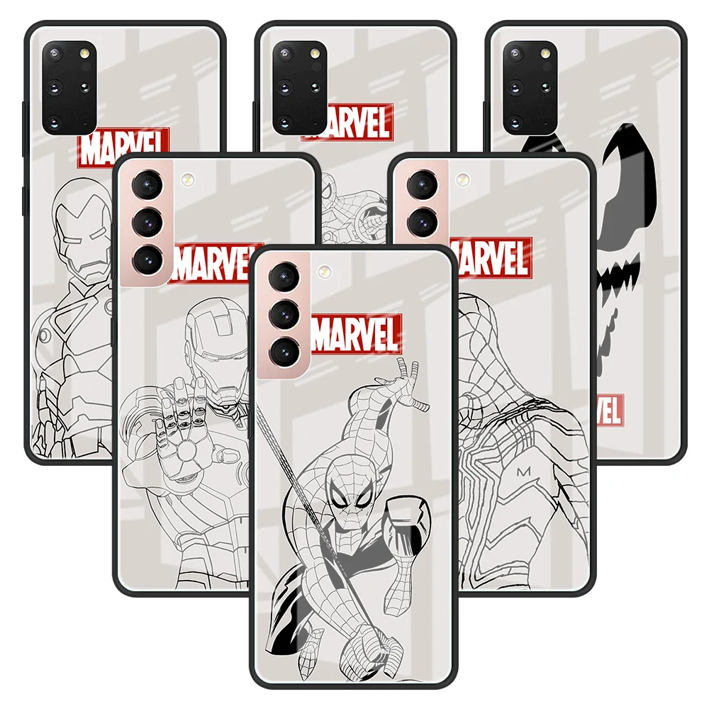 

Glass Case For Samsung Galaxy S21 Ultra S20 FE S22 S10 S9 Plus Cell Phone Funda Cases S8 Note 20 10 9 Cover Marvel Avengers LOGO