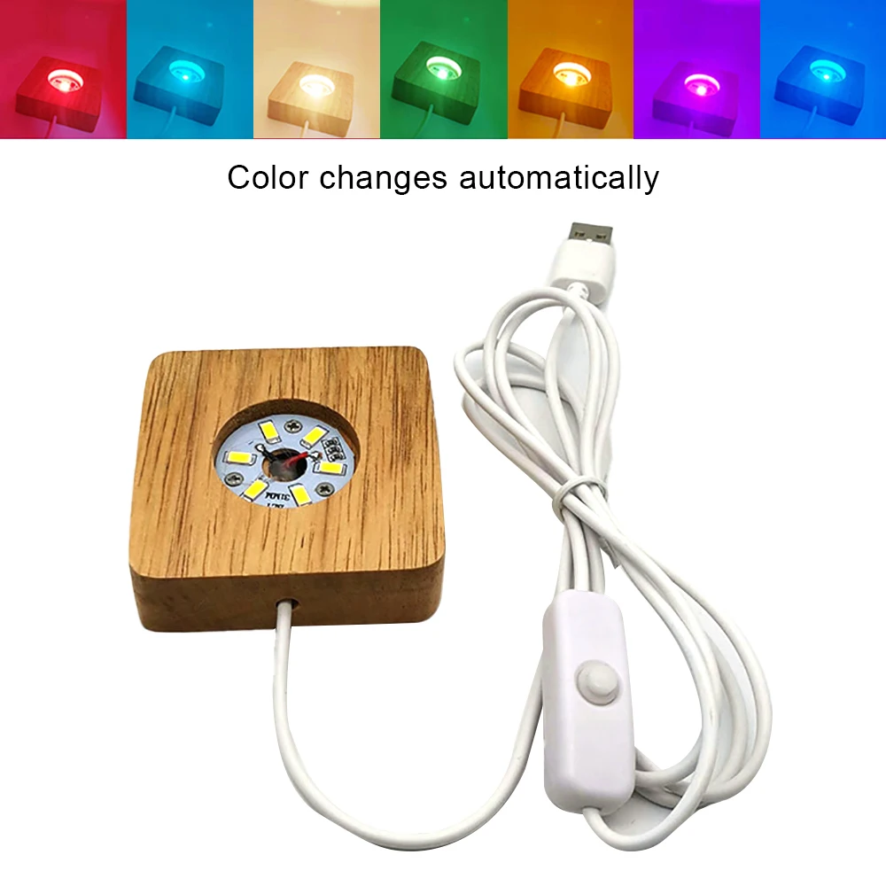 

Colorful LED Light Base Wood Strip Luminous Base Display Crystal Glass Acrylic Crystal Art Ornament Home Bedroom Decor