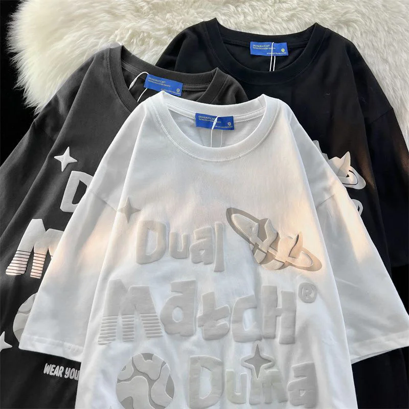 

Футболка мужская и женская с коротким рукавом, Повседневная Свободная рубашка в американском стиле ретро с принтом в виде мультяшных меньшинств, с буквами, уличный джокер