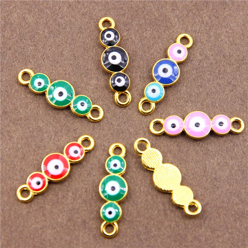 6 шт. три глаза круглый зловещий синий глаз разъем подходит для ювелирных изделий