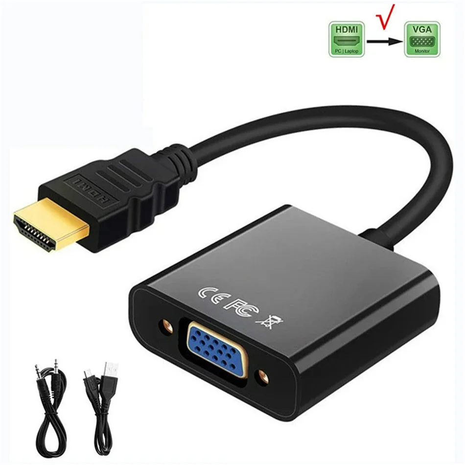 

Конвертер кабеля HD 1080P HDMI в VGA, адаптер, кабель с аудиоблоком питания для планшетов, ноутбуков, ПК, ТВ