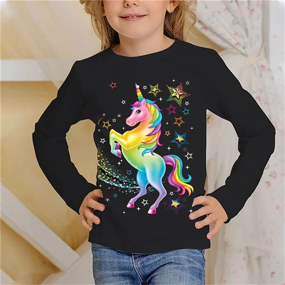 Kids T shirt Animal Casual 3D Print Long Sleeve Active Gril's Tshirt Cute Cat Pattern Children's Clothing 2023 Unisex Top Tees
