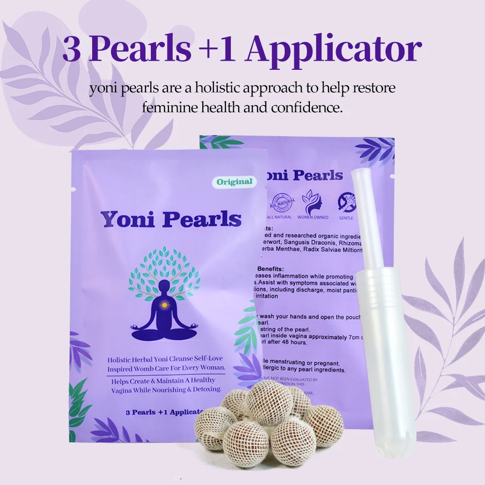 

3 Pcs Original Yoni Detox Pearls With 1 Applicator Vaginal Rejuvenation Womb Cleanse PCOS BV Yeast Infection Treatment Tampons