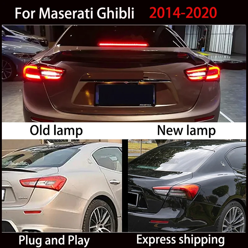 Фото Стайлинг автомобиля для Maserati Ghibli, задний фонарь 2014-2022, обновление, задние задние фонари в сборе, DRL, указатель поворота, автомобильные аксессуары №4