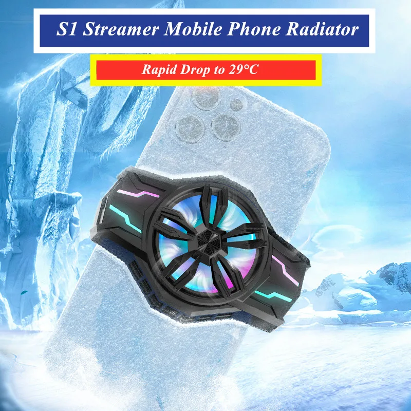

S1 Universal Smart Phone Cooling Fan Mobile Gaming Cooler Cool Heat Sink for IPhone Xiaomi Samsung Redmi for Type-C USB Radiator