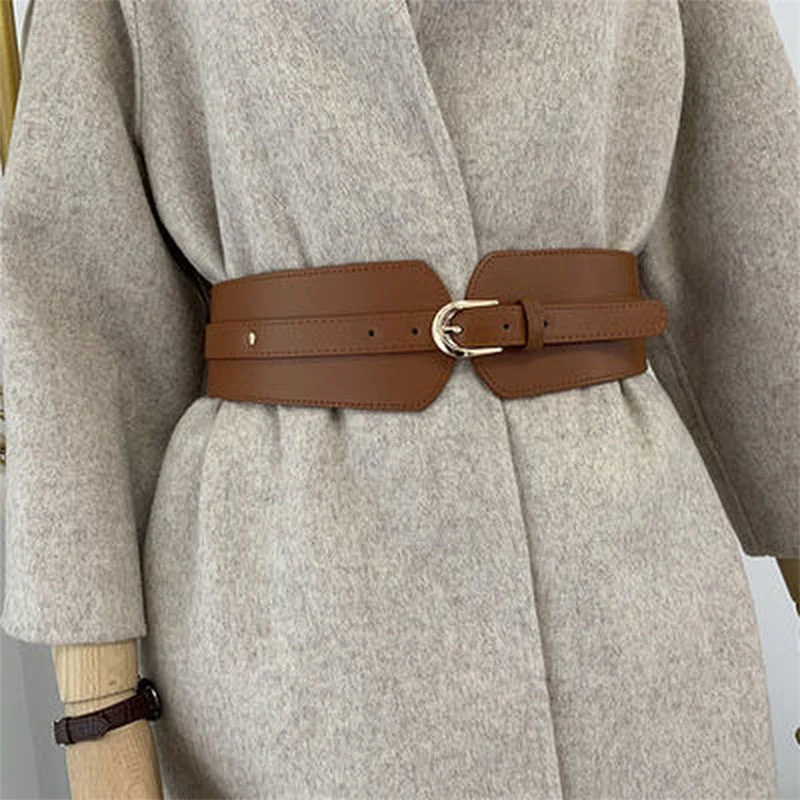 

Luxury Ladies Wide Belt Elastic Vintage Buckle Leather Wide Fashion Wild Pin Buckle Women's Belt Waist Seal Belt