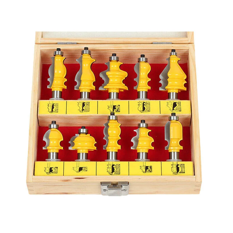 10 Bit Architectural Molding Router Bit Set-1/2 Inch Shank-Yonico 16101