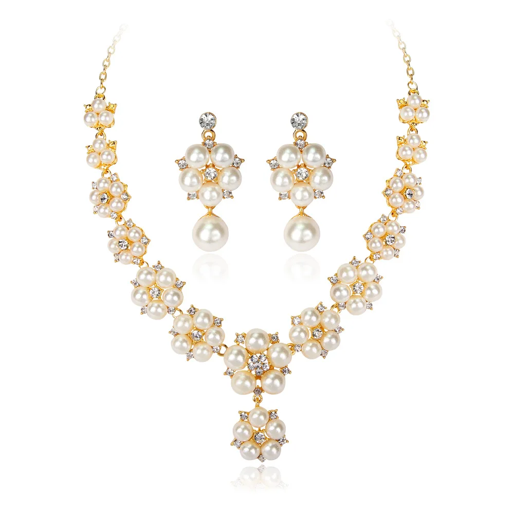 

Fashion Necklace Pearl Set Bridal Accessories Pearl Necklace Earring Set