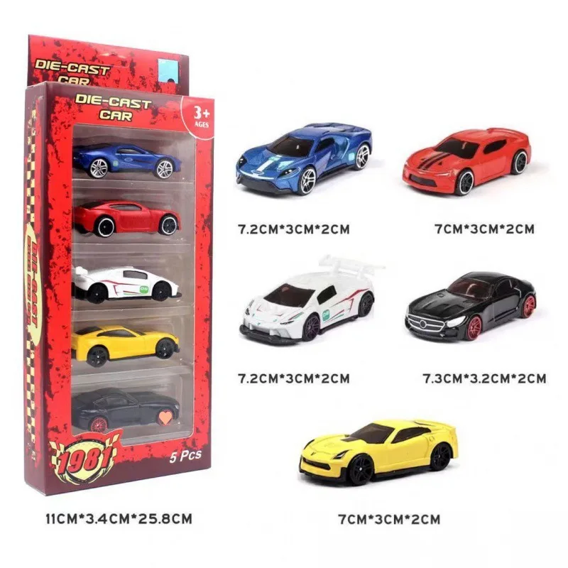

Миниатюрный автомобильный трек, игрушка «горячие колеса» с имитацией под давлением, литой автомобиль из сплава, коллекционная Игрушечная модель, рождественский подарок для ребенка, 5 шт.