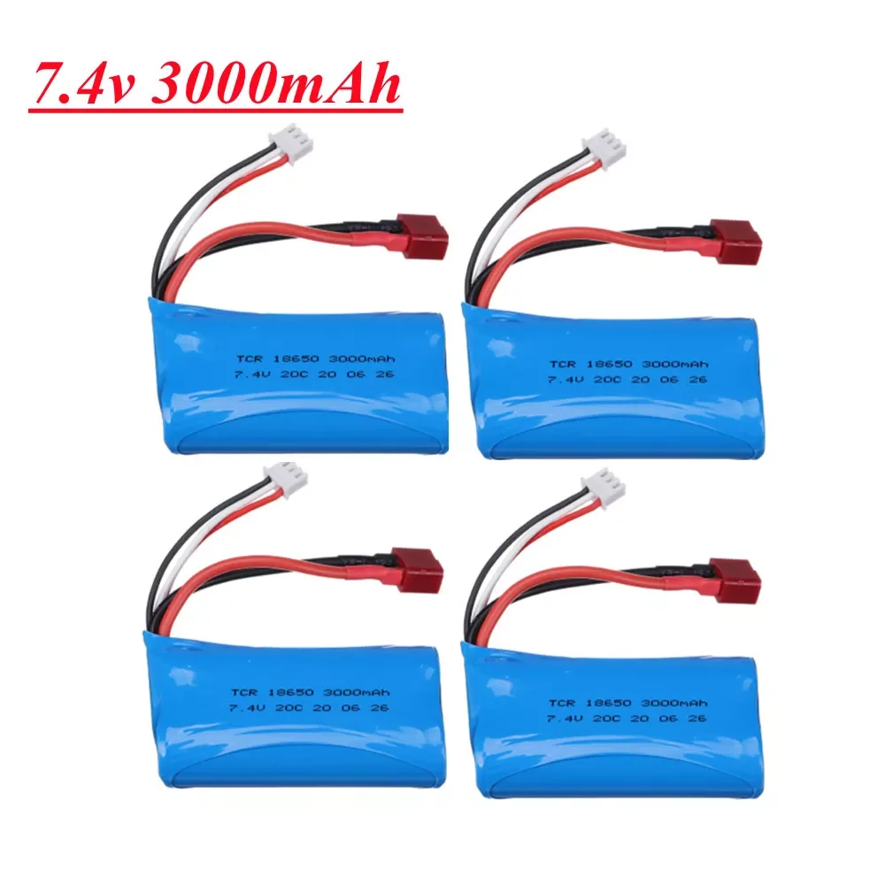 

18650 7.4V 3000mah 2s Lipo Battery For Wltoys 12428 104009 12423 10428 12429 12401 12402 12402A RC Car Spare Accessories