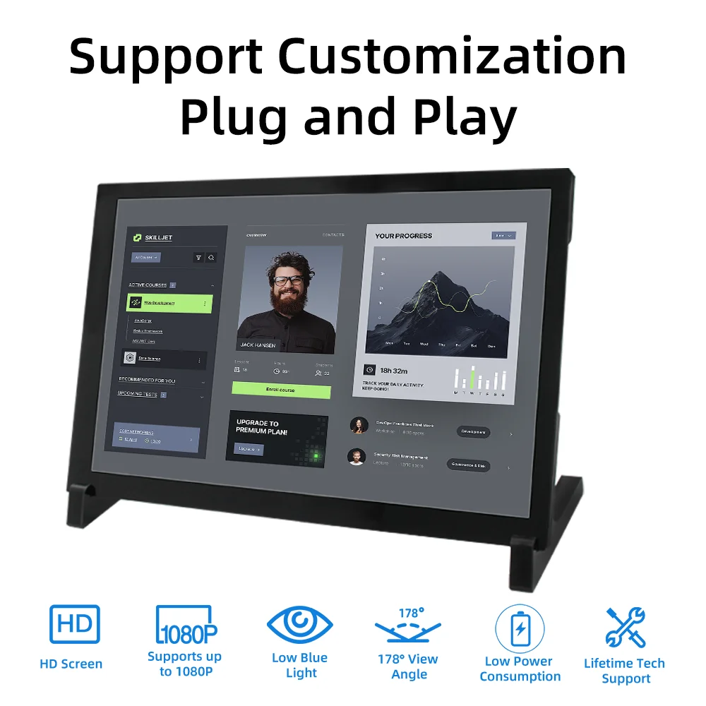 10 1-дюймовый IPS ЖК-сенсорный экран 1280x800 HDMI-дисплей с чехлом-держателем монитора