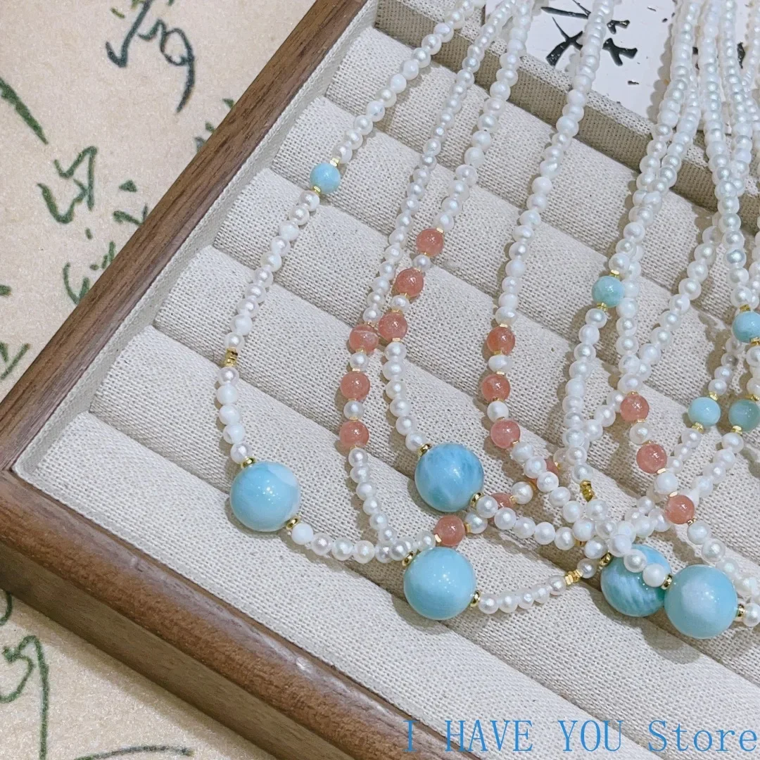 Натуральный жемчуг круглый морской арагонит нефрит серебряное ожерелье модное