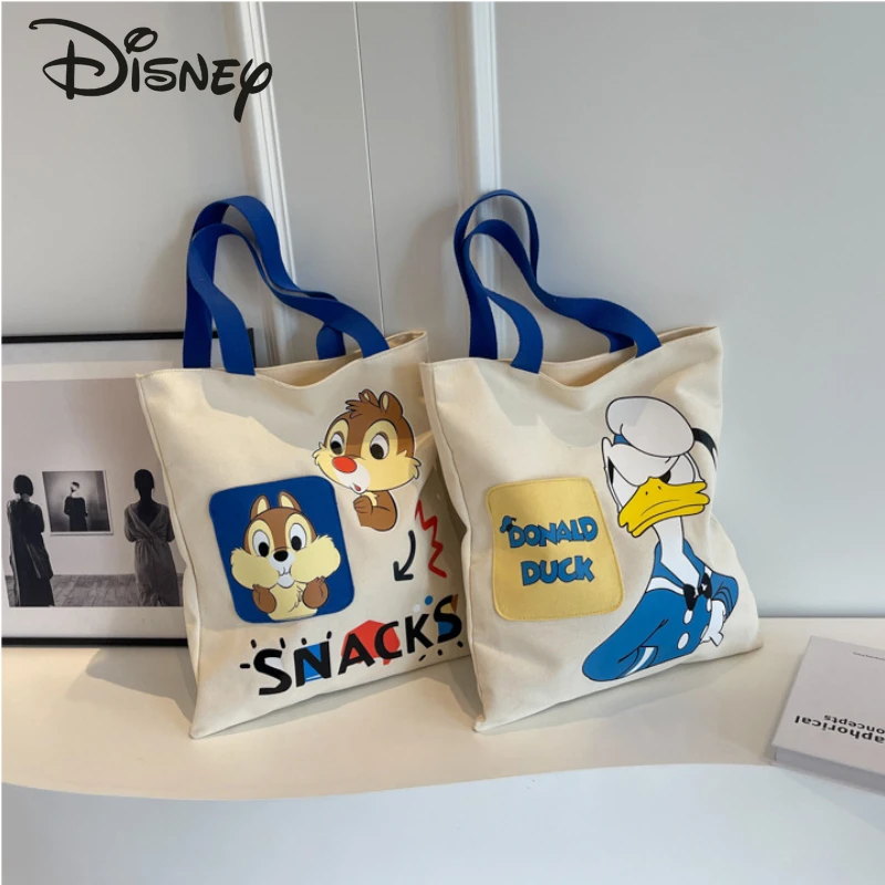 

Новая холщовая женская сумка Disney, модная вместительная сумка на плечо высокого качества, мультяшный Повседневный Универсальный женский саквояж