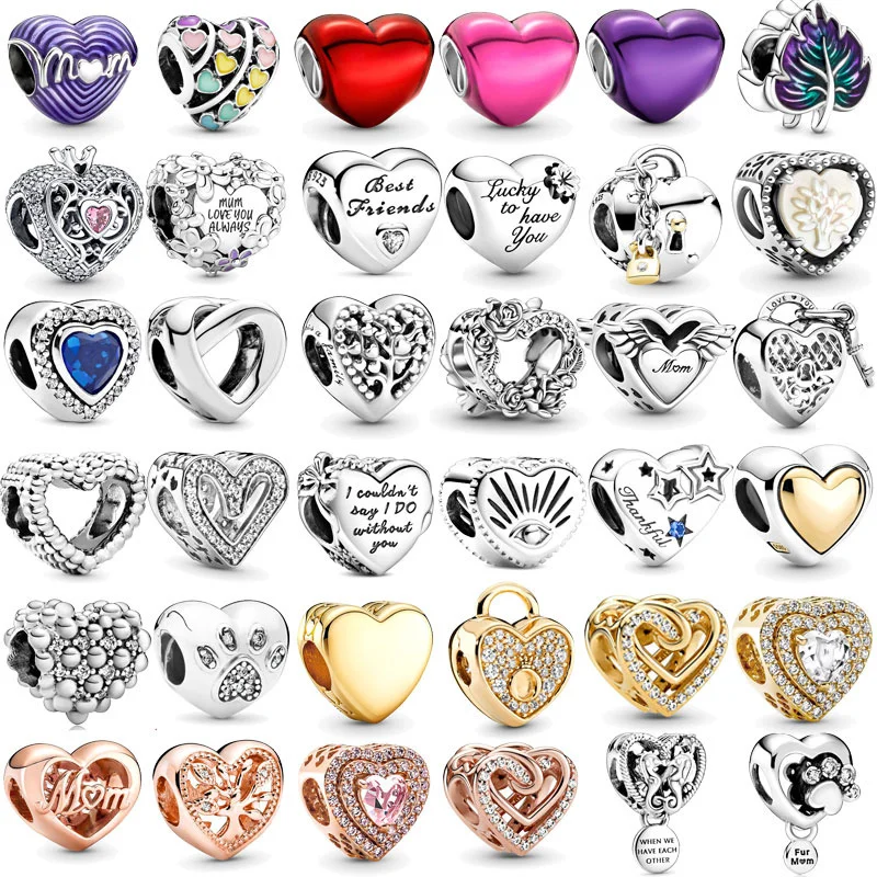 

925 Sterling Silver Mom Family Styles Heart Series Love Mother Charm Beads Fit Original Pandora Bracelet Women DIY Jewelry