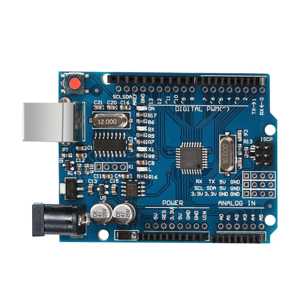 Плата разработки UNO R3 улучшенной версии, плата, совместимая с модулем Arduino ATMega328P MCU, интерфейс USB, CH340G