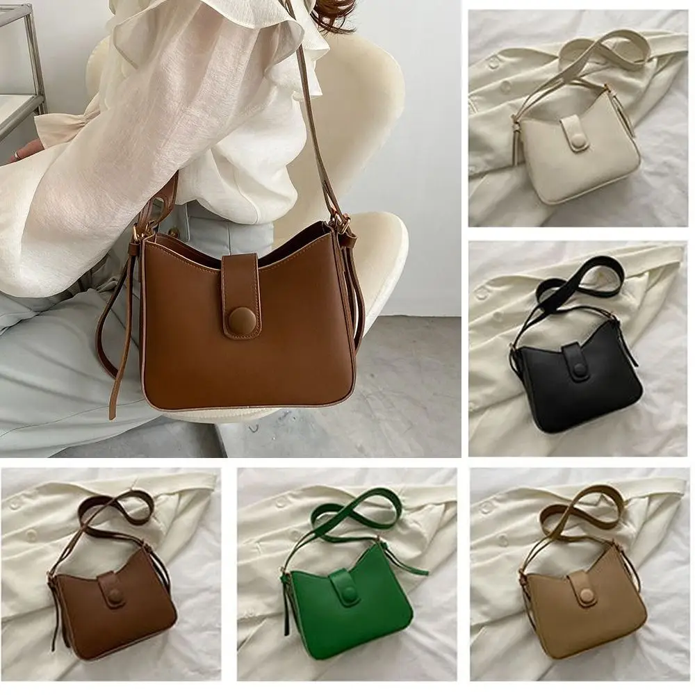 

High Capacity PU Leather Bag Tend Large Solid Color Handbags Snap Closure Shoulder Bag Women Female