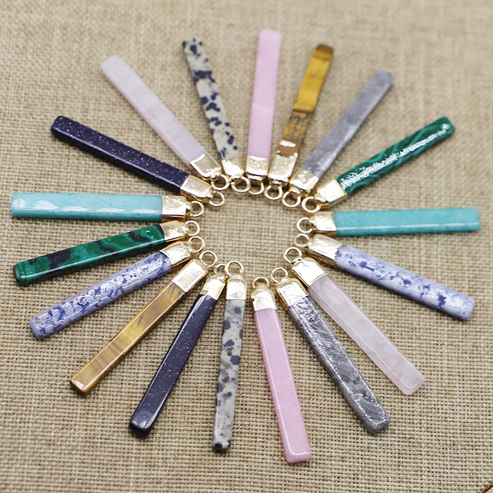 

Selling Natural Stone Semi-precious Earrings Pendants Rectangular Pillar Shape Ring Necklace Fashion Jewelry Accessories 10Pcs