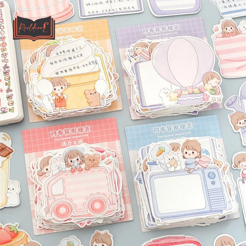 

100 Sheets Cartoon Memo Pad Material Paper for DIY Diary Notepad Kawaii Stationery Office Record To Do List Message Paper