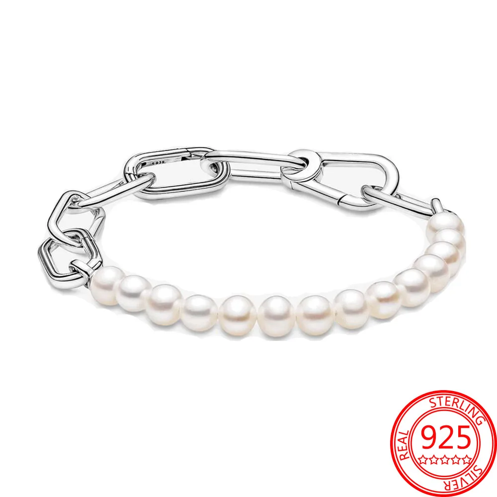 

Original 925 Silver ME Series Treated Freshwater Cultured Pearl Bracelet Women's Exquisite Wedding Jewelry Set Accessories