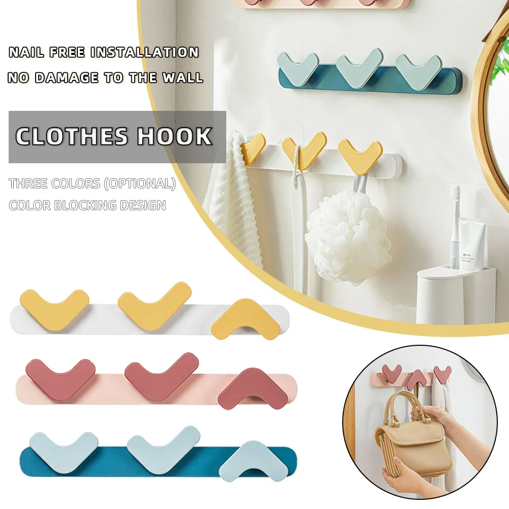 

Hanging Hooks Adjustable No hole Punching In-line Triplex Hangers Large Force Area Excellent PS Material вешалка органайзеры