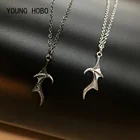 Ожерелье для женщин и мужчин, модное ювелирное изделие с подвеской в виде крыла дракона, сердца, подходит для пар семьи, 2 шт.