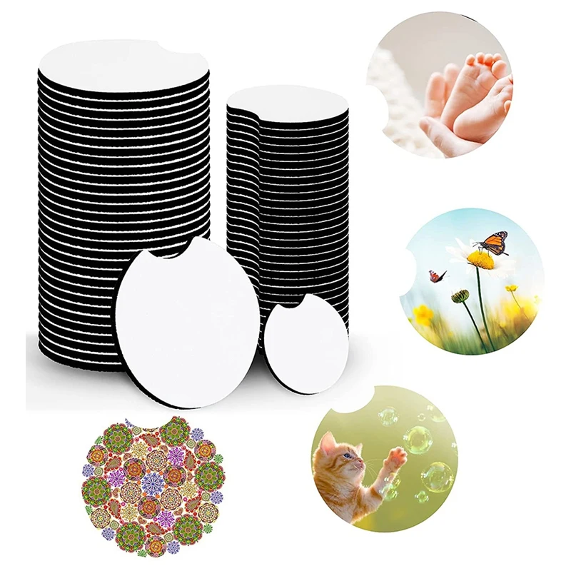 

HOT Sublimation Blanks Car Coasters,Heat Press Car Cup Holder Coasters 1/5 Inch Thick,Painting Sublimation Accessories