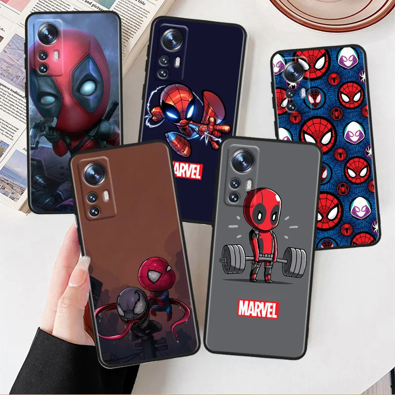 

Marvel Logo Spiderman Deadpool Phone Case For Xiaomi Mi 13 10S 10 9T 9SE 8 Mix Play A3 A2 A1 CC9E Note 10 Lite Pro Black Cover