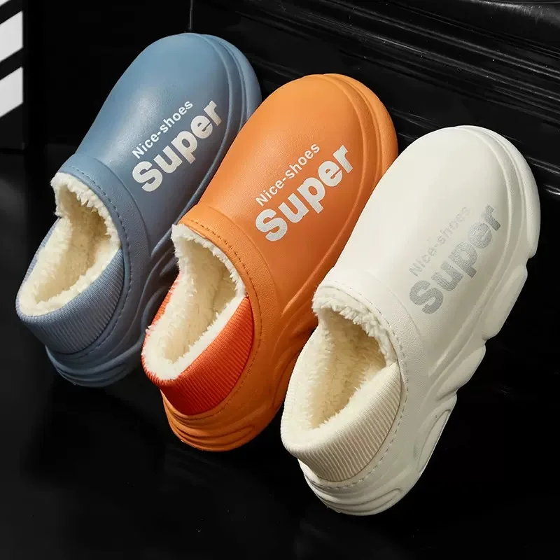 2022 New Winter Slippers Warm Men Shoes Waterproof Women Couples Non-Slip Plush Cotton Indoor Outdoor Kids Home Autumn Children