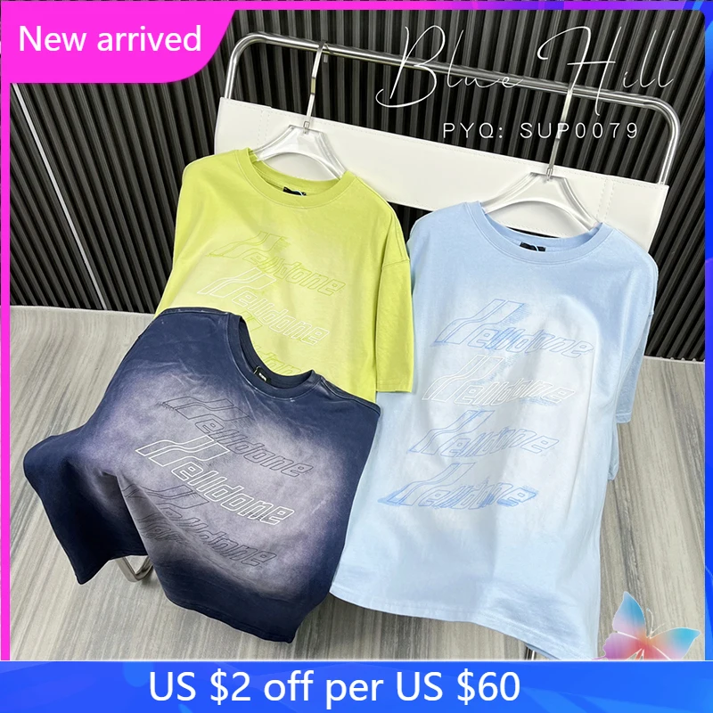 

Summer Loose We11done T-shirt Washed Tie-dye Barrage Letter Logo Short-sleeved Men's and Women's Couple Welldone T-shirts
