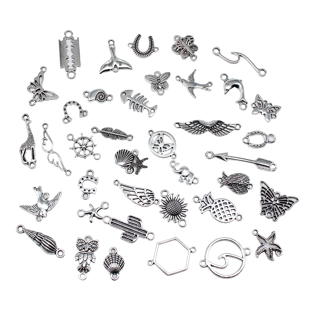 

20pcs Charms Connector DIY Handmade Craft For Jewelry Making Necklace Earring Bracelet Making Antique Silver Plated