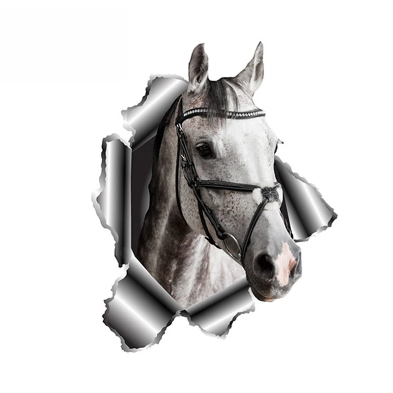 

Виниловые 3D наклейки с лошадью, рваные металлические наклейки, светоотражающие наклейки с животными, автомобильные аксессуары, 13 см * 10 см