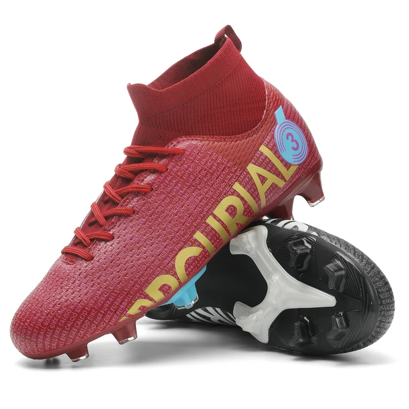 Adult Professional FG/TF Football Shoes Anti slip Football Shoes Preschool High Ankle Anti slip Nail Grass Soccer Cleat 31-48