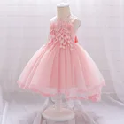 Детское кружевное платье с цветочным рисунком, платье для девочек 1 год, вечернее платье для маленьких принцесс, детское платье на день рождения