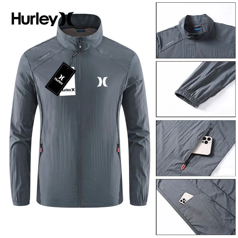 

Hurley Spring and Autumn thin Ice Silk cool breathable quick drying UV protection standing collar sunscreen coat